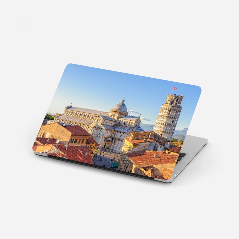 Laptop-Aufkleber sonnenbeschienener blick auf den dom von Pisa und den schiefen turm