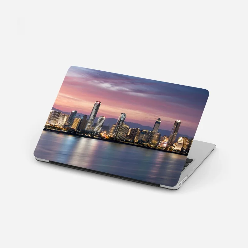 Laptop-Aufkleber monochrome küstenaufnahme aus der luft – Wallnifity®