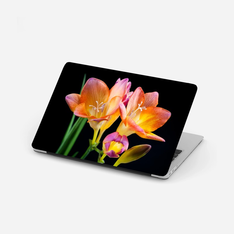 Laptop-Aufkleber sonnenuntergang über küstenlandschaft mit dorf am kliff – Wallnifity®