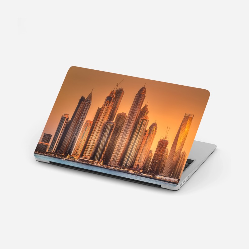 Laptop-Aufkleber Dubai skyline im goldenen licht