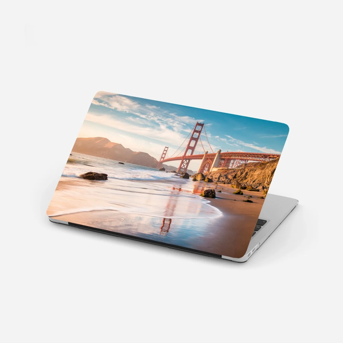 Laptop-Aufkleber San Francisco Golden Gate Bridge bei sonnenuntergang – Wallnifity®