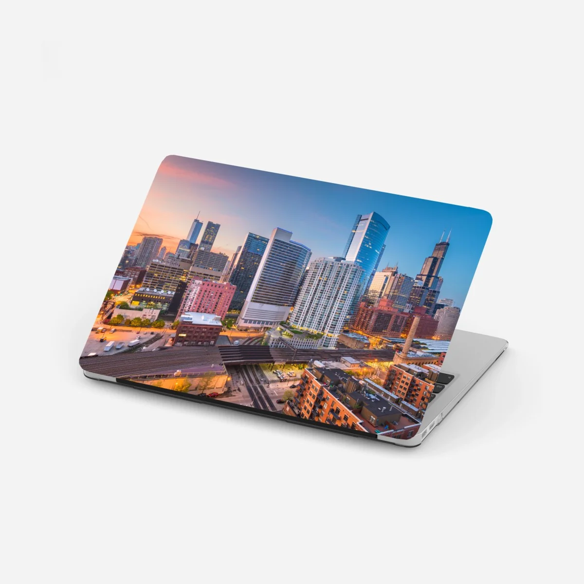 Laptop-Aufkleber Chicago skyline bei dämmerung – Wallnifity® Laptop-Aufkleber Chicago skyline bei dämmerung – Wallnifity®