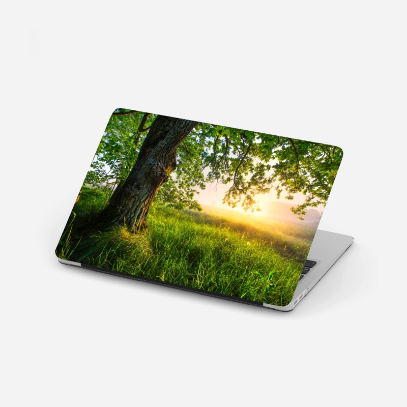 Laptop-Aufkleber goldenes blatt line art muster – Wallnifity®