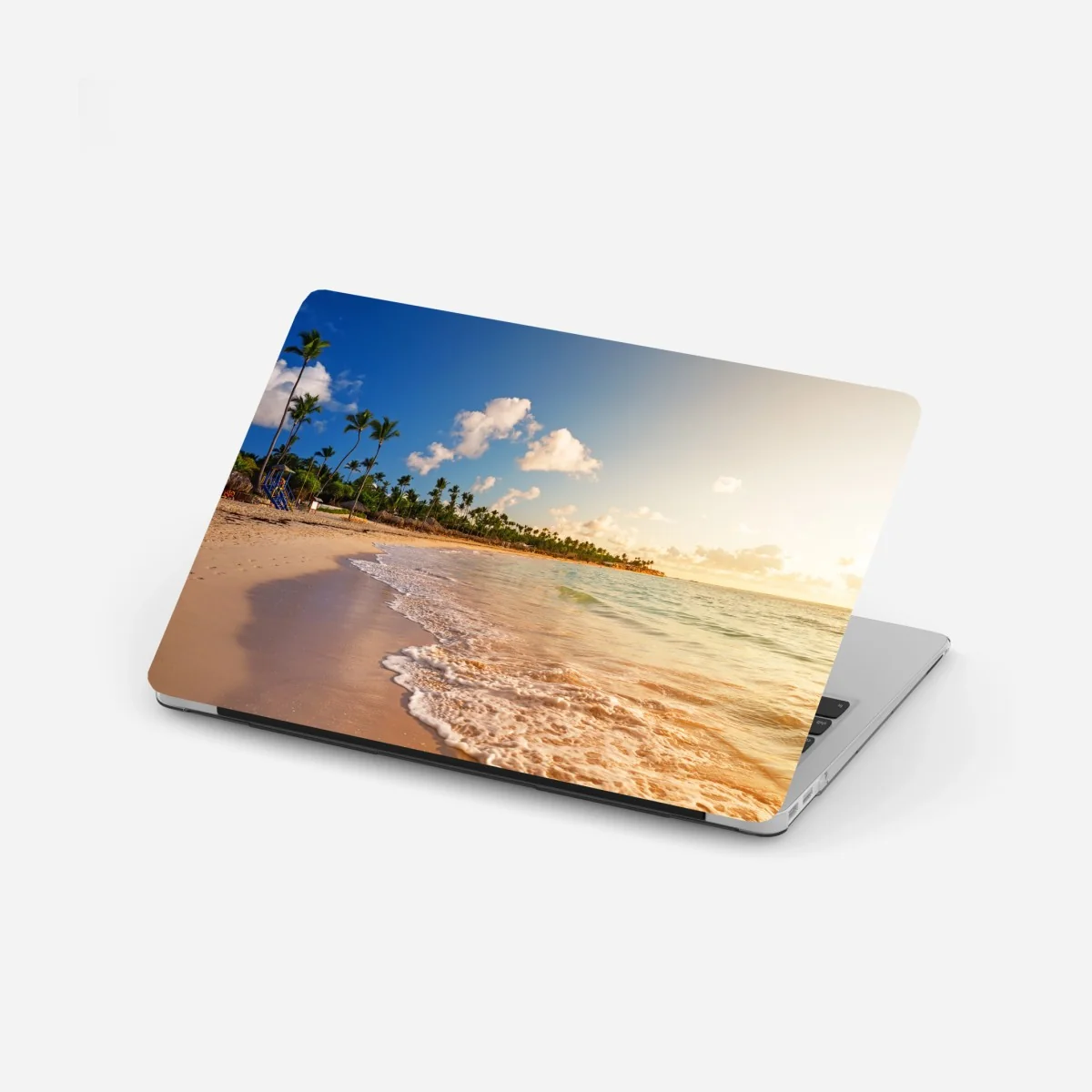 Laptop-Aufkleber tropischer sonnenuntergang am strand mit palmensilhouetten – Wallnifity® Laptop-Aufkleber tropischer sonnenuntergang am strand mit palmensilhouetten – Wallnifity®