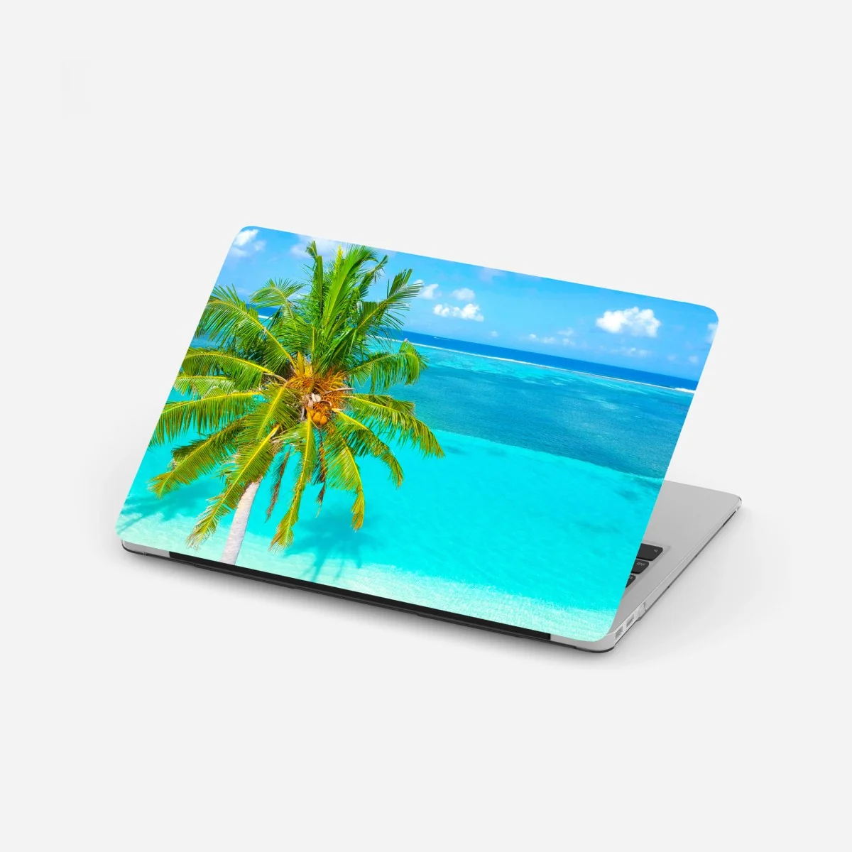 Laptop-Aufkleber tropischer türkisstrand mit palme – Wallnifity® Laptop-Aufkleber tropischer türkisstrand mit palme – Wallnifity®