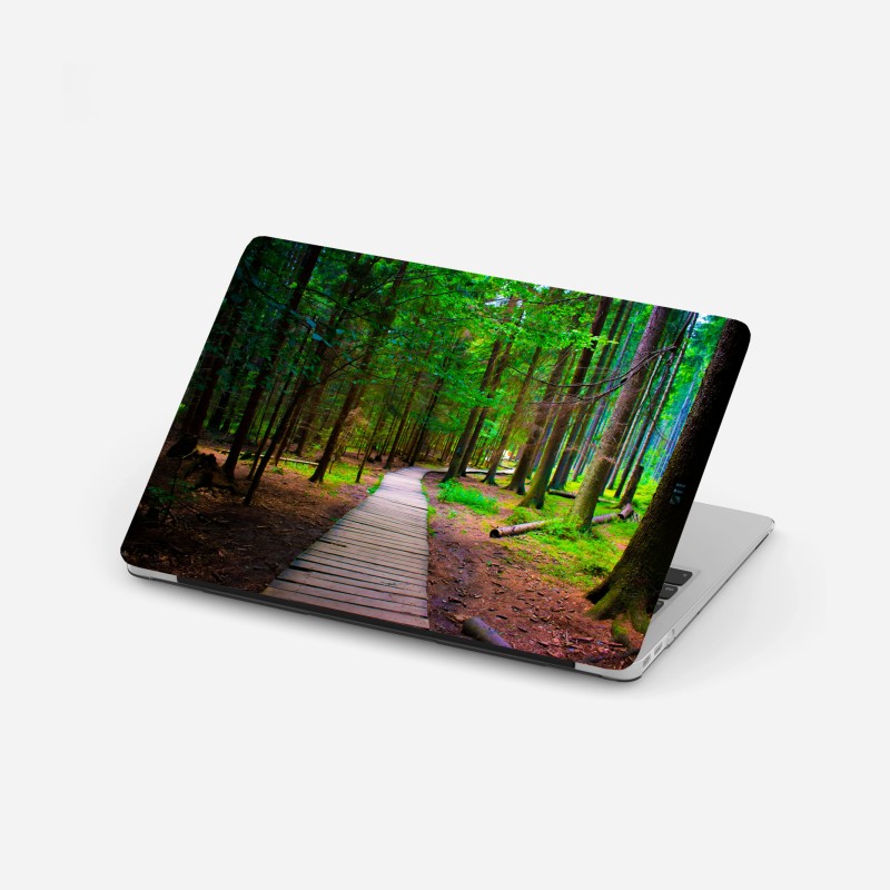 Laptop-Aufkleber ruhiger waldsteg im grünen