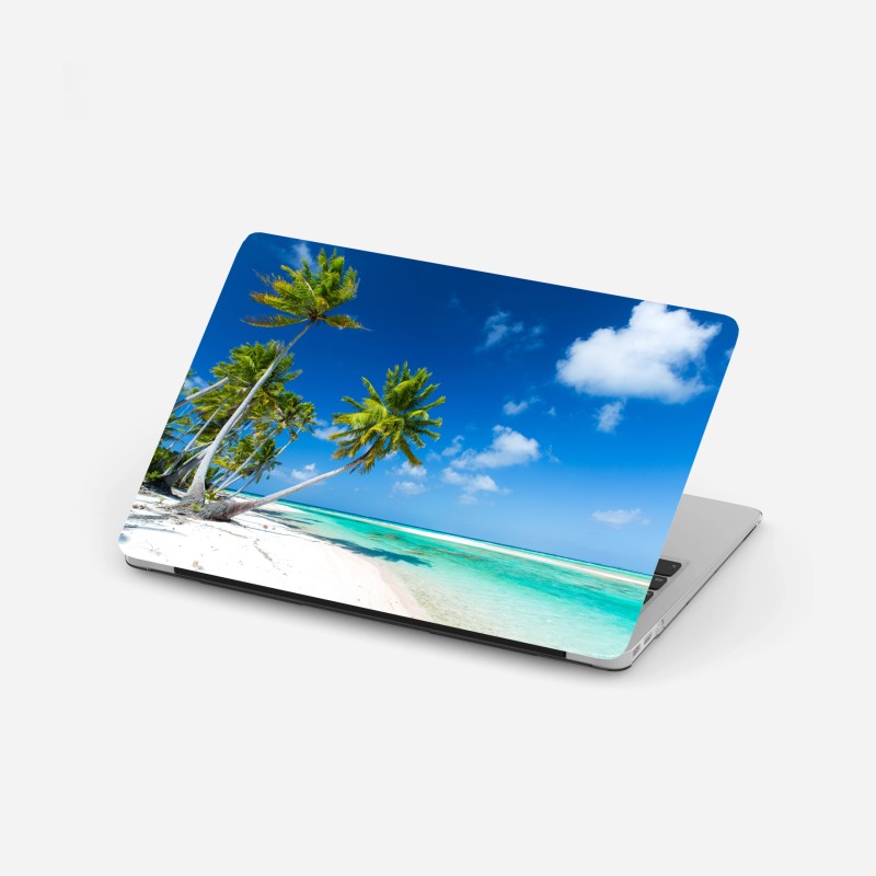 Laptop-Aufkleber tropischer strand mit palmen und türkisfarbenem wasser