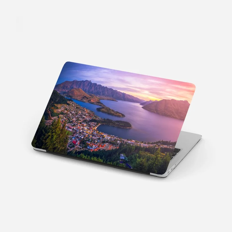 Laptop-Aufkleber rosa aquarell blumenmuster auf dunklem hintergrund – Wallnifity®