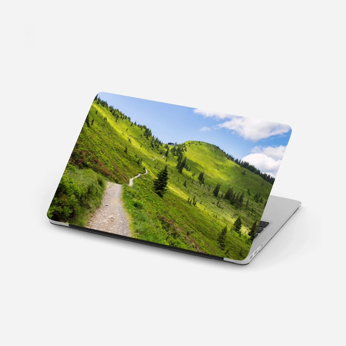 Laptop-Aufkleber sonniger bergpfad durch grüne wiese – Wallnifity® Laptop-Aufkleber sonniger bergpfad durch grüne wiese – Wallnifity®