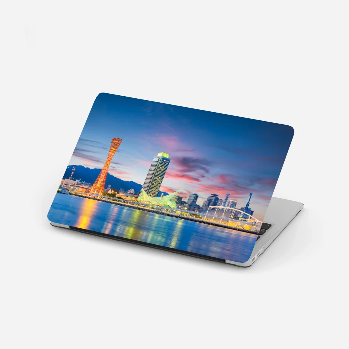 Laptop-Aufkleber Kobe skyline bei dämmerung – Wallnifity® Laptop-Aufkleber Kobe skyline bei dämmerung – Wallnifity®