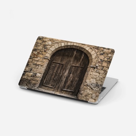 Laptop-Aufkleber rustikale holztür mit steinbogen – Wallnifity®