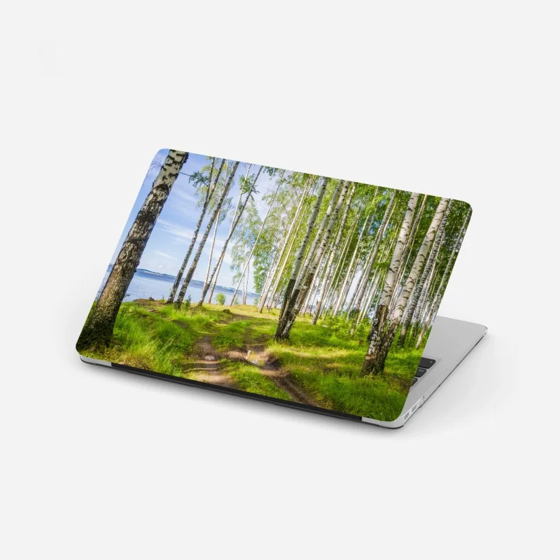 Laptop-Aufkleber küstendorf in Norwegen mit roten fischerhütten – Wallnifity®