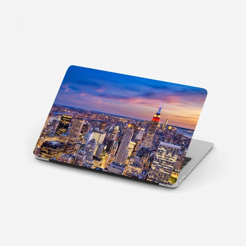 Laptop-Aufkleber New York skyline bei dämmerung
