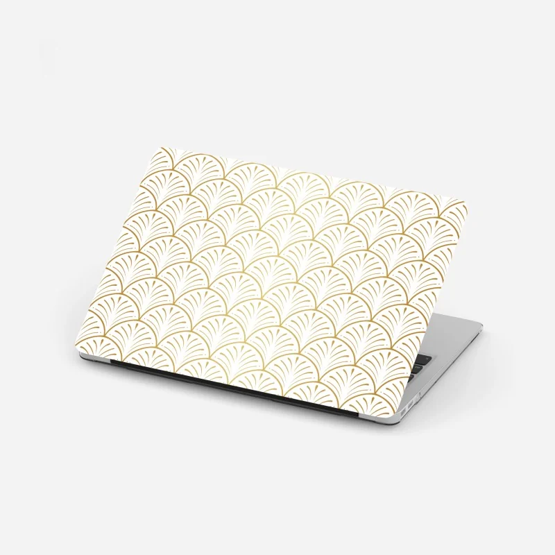 Laptop-Aufkleber goldenes art deco fächermuster