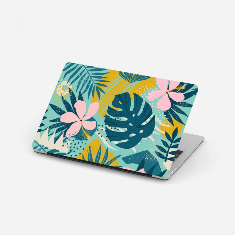 Laptop-Aufkleber tropische blätter und blüten