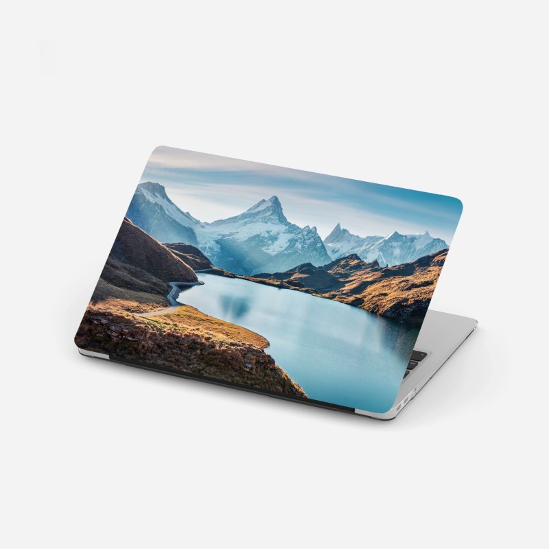 Laptop-Aufkleber federmuster in marineblau und rosa – Wallnifity®