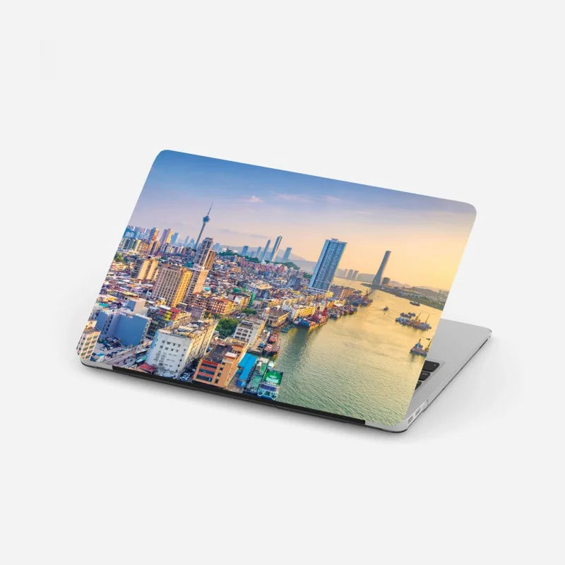 Laptop-Aufkleber Macau skyline bei sonnenuntergang
