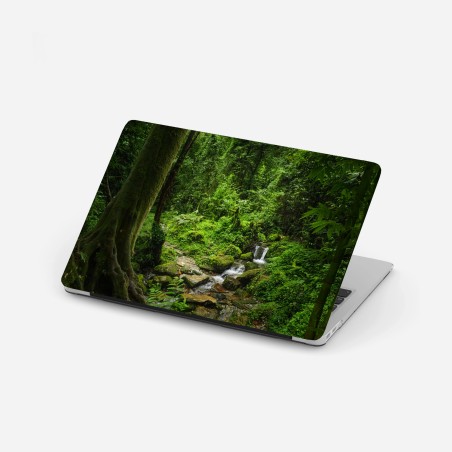 Laptop-Aufkleber üppiger grüner waldwasserfall – Wallnifity®