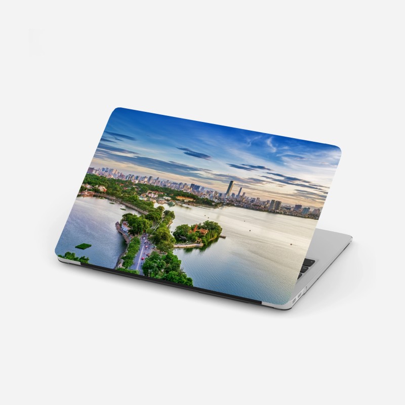 Laptop-Aufkleber goldenes blatt line art muster – Wallnifity®