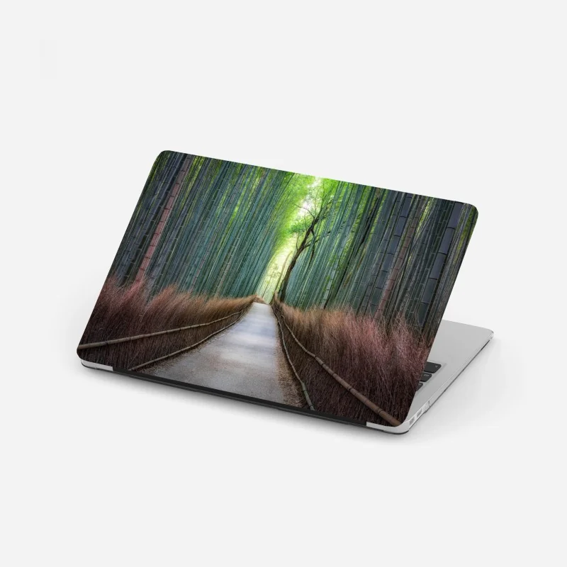 Laptop-Aufkleber sonnenuntergang über grüner wiese – Wallnifity®