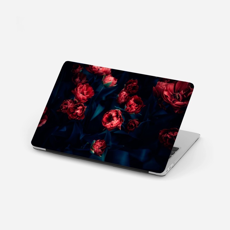 Laptop-Aufkleber dunkler roter tulpenstrauß