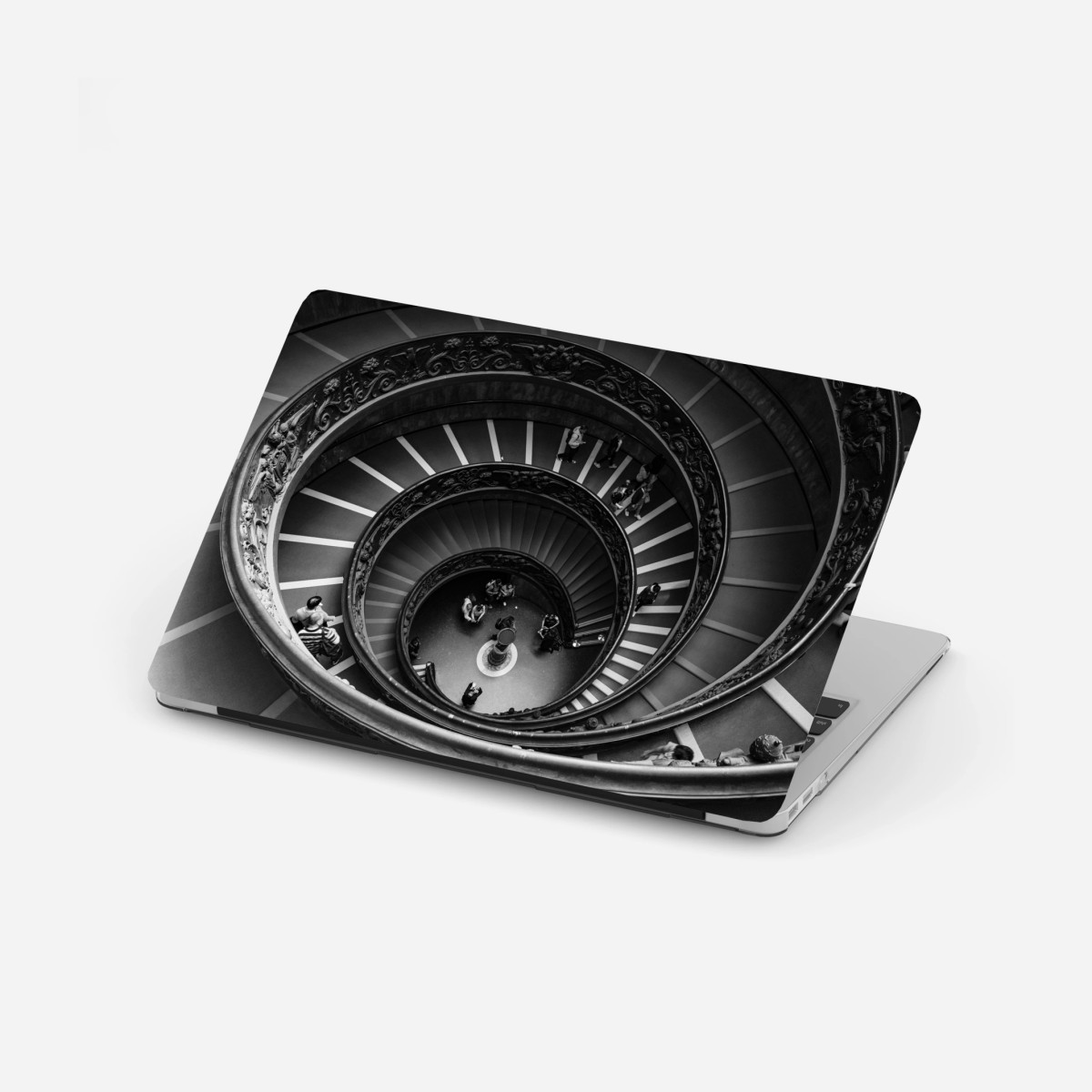 Laptop-Aufkleber dramatische spiraltreppe in monochrom – Wallnifity®