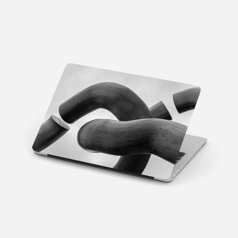 Laptop-Aufkleber gekrümmte formen abstrakte skulptur in grau