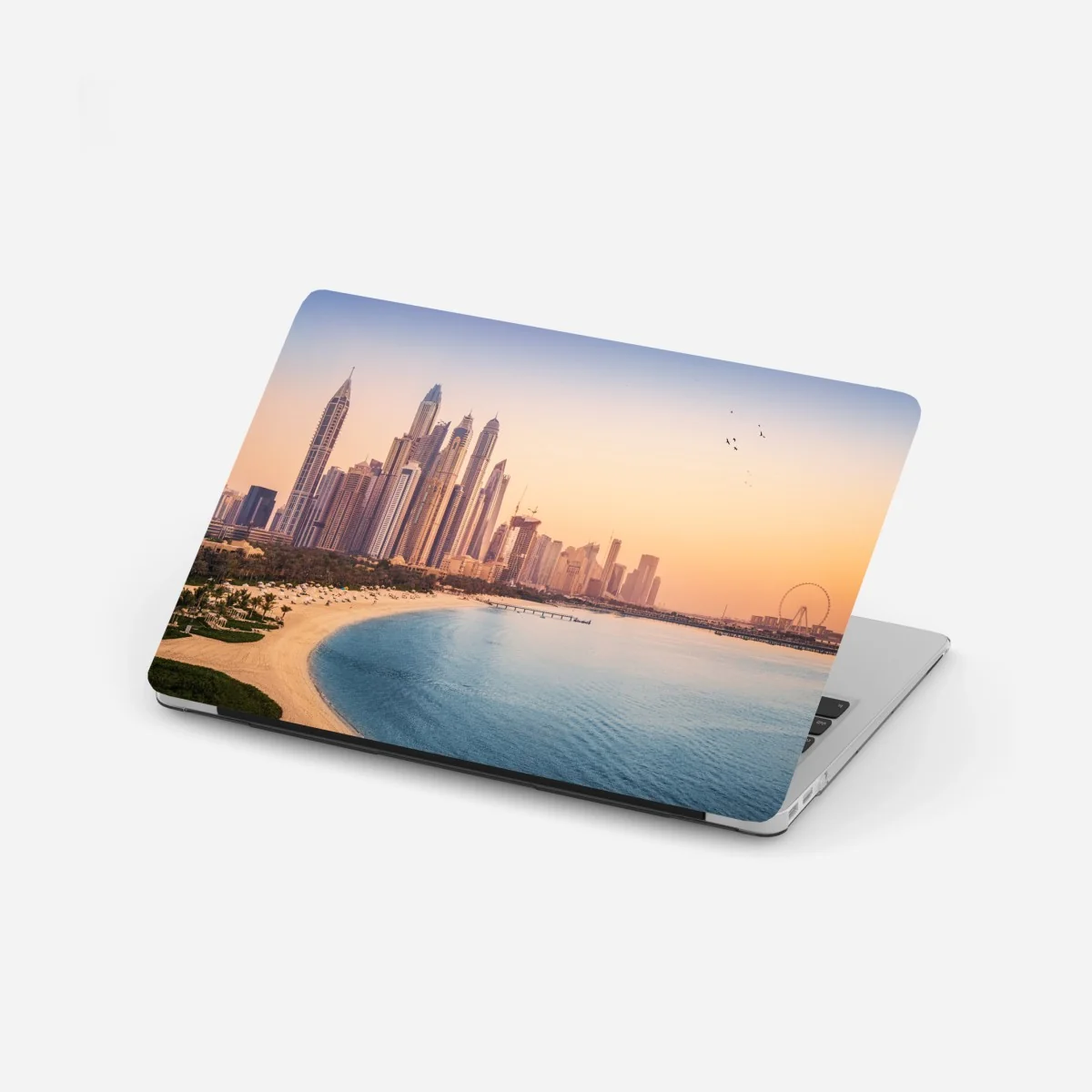 Laptop-Aufkleber Dubai skyline bei sonnenuntergang – Wallnifity®