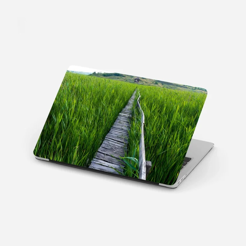 Laptop-Aufkleber nebliger fichtenwald im morgenlicht – Wallnifity®