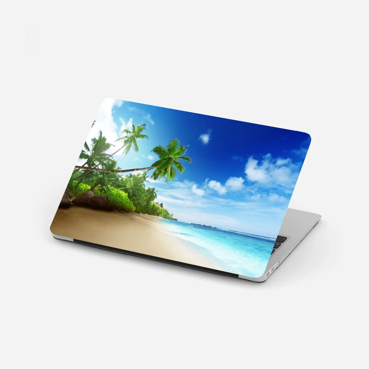 Laptop-Aufkleber sonnenuntergang am strand von Mahe, Seychellen – Wallnifity®