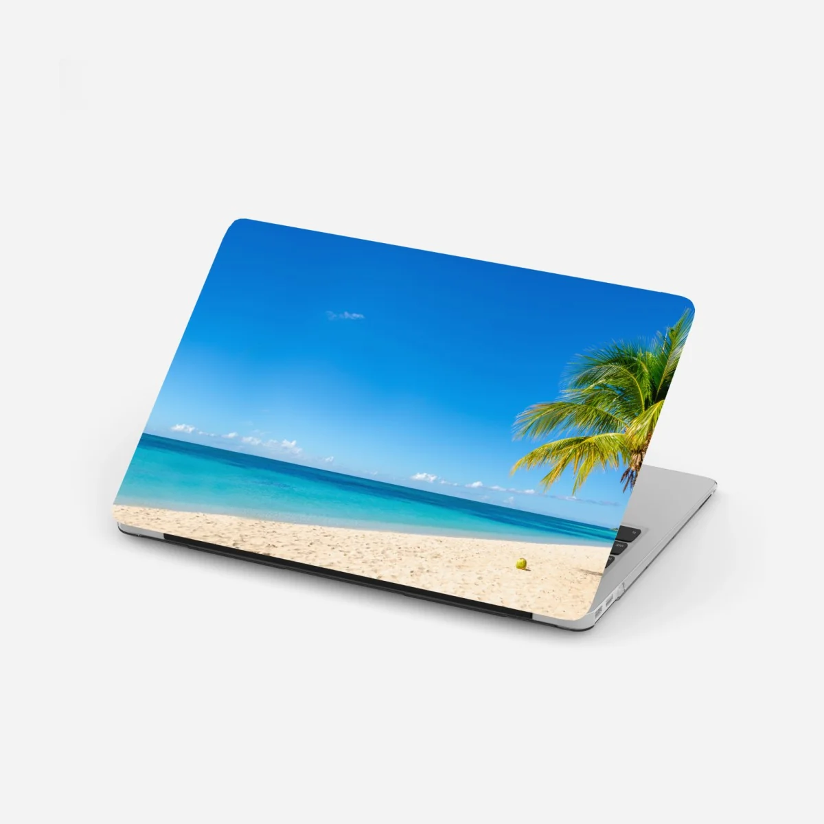 Laptop-Aufkleber tropischer strand mit türkiswasser und palme – Wallnifity® Laptop-Aufkleber tropischer strand mit türkiswasser und palme – Wallnifity®