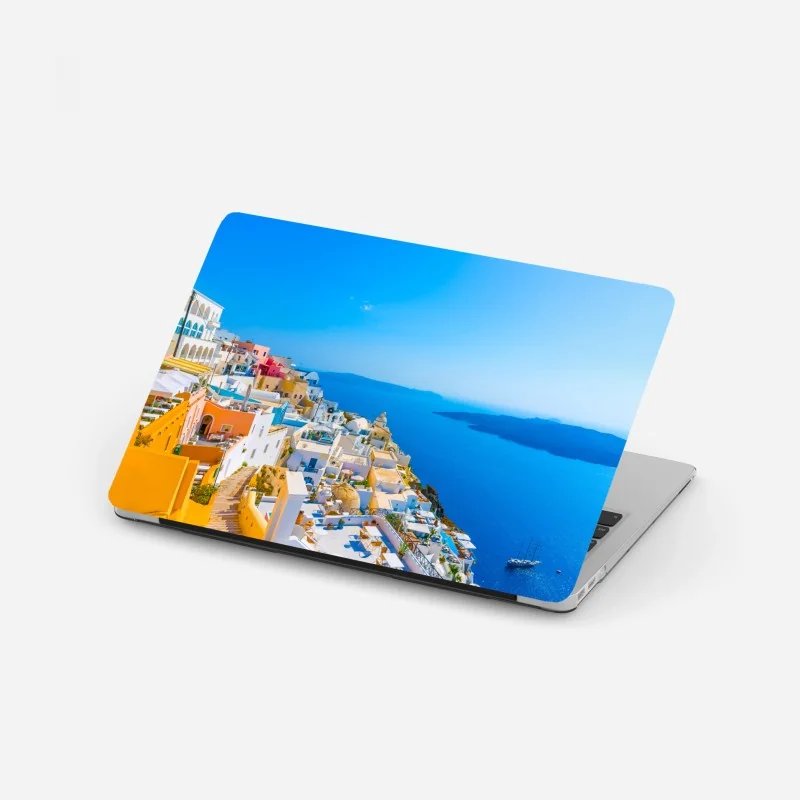 Laptop-Aufkleber sonnige ansicht der caldera von Santorini