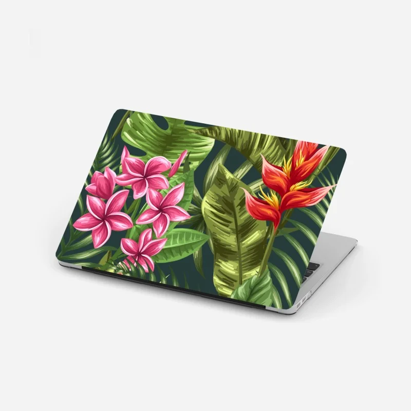 Laptop-Aufkleber tropisches hibiskus- und plumeria-blumenmuster