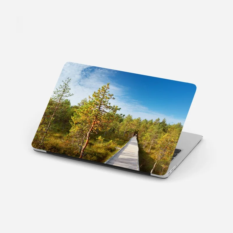 Laptop-Aufkleber leuchtendes zitronenmuster mit blüten – Wallnifity®