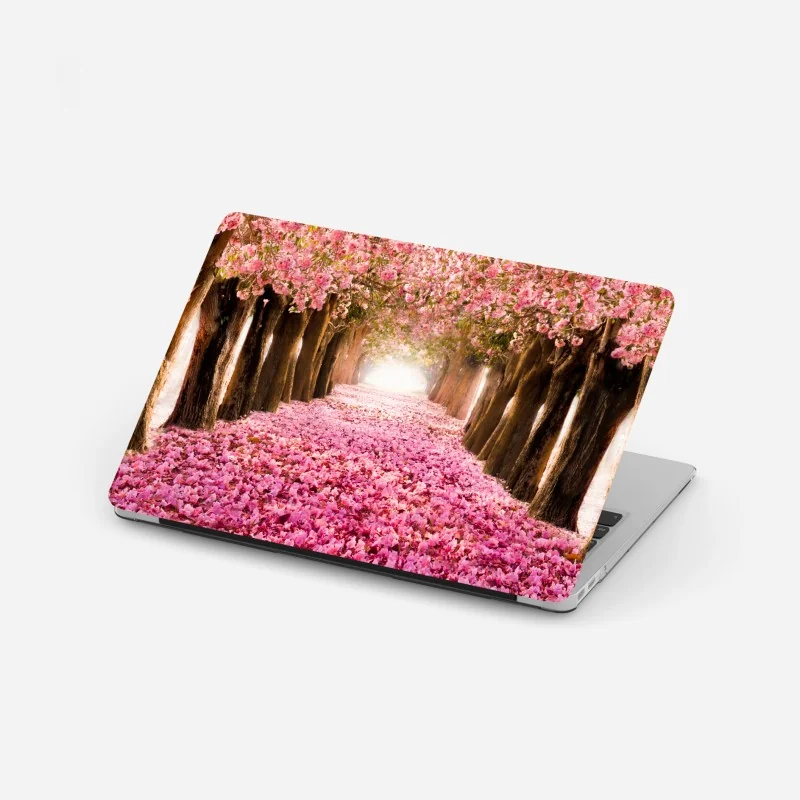 Laptop-Aufkleber rosa blütenallee unter kirschbäumen