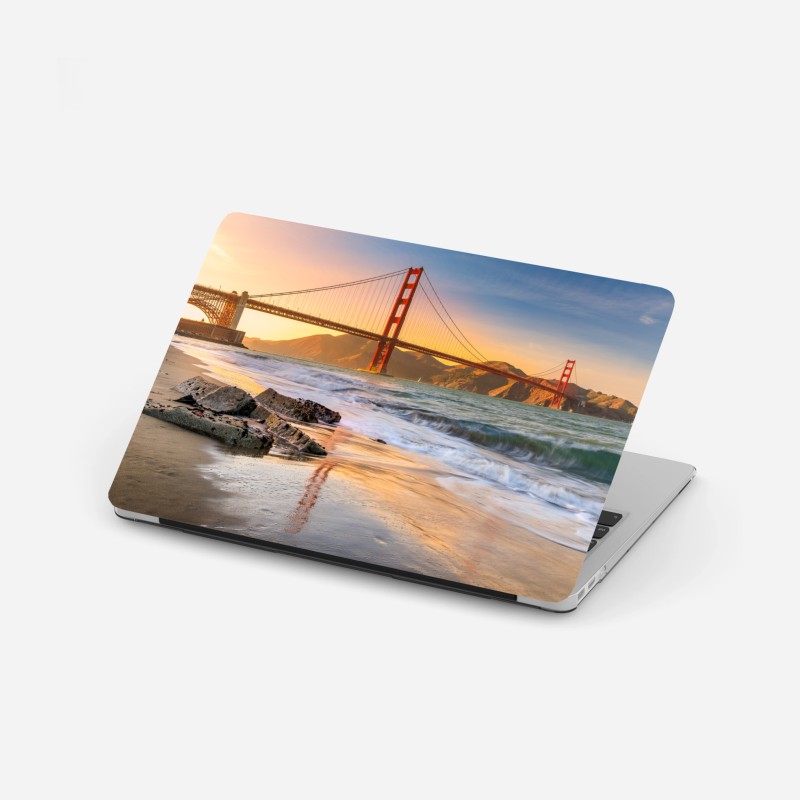 Laptop-Aufkleber sonnenuntergang an der Golden Gate Bridge