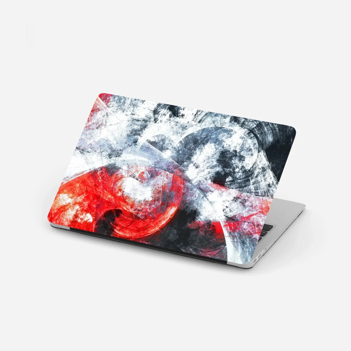 Laptop-Aufkleber dynamische rote und weiße abstrakte komposition – Wallnifity® Laptop-Aufkleber dynamische rote und weiße abstrakte komposition – Wallnifity®