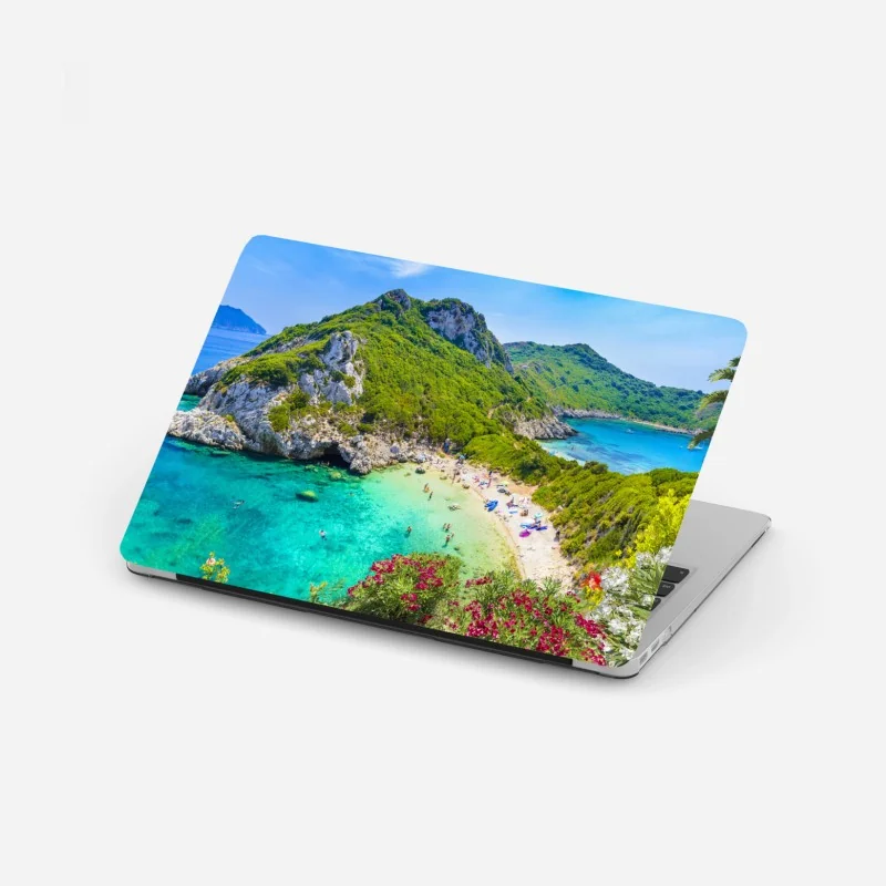 Laptop-Aufkleber ruhiger tropischer strand auf Mahe, Seychellen – Wallnifity®