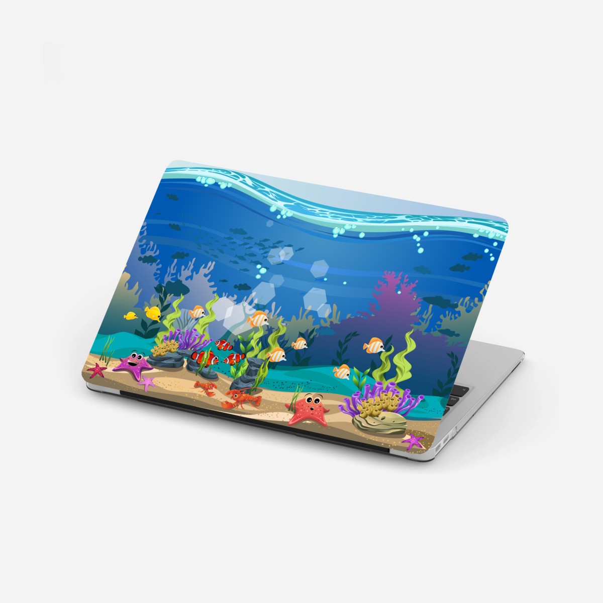 Laptop-Aufkleber verspielte unterwasserwelt mit korallenriff – Wallnifity®