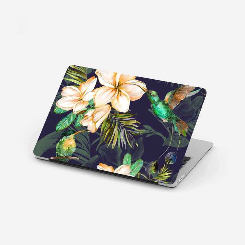 Laptop-Aufkleber tropische kolibris und plumeria in aquarell