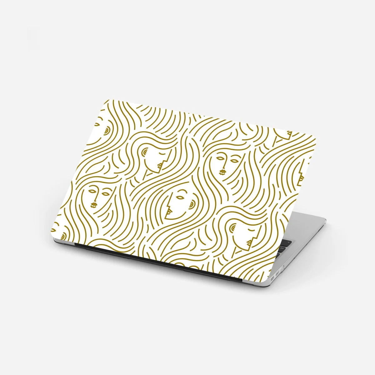 Laptop-Aufkleber goldene fließende gesichter nahtloses muster – Wallnifity®