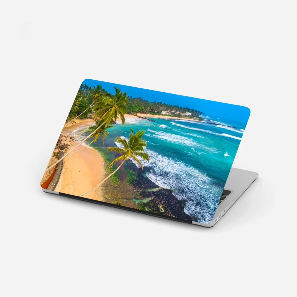 Laptop-Aufkleber türkisfarbene tropische küste mit palmen – Wallnifity® Laptop-Aufkleber türkisfarbene tropische küste mit palmen – Wallnifity®