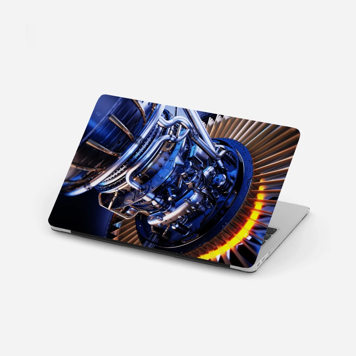 Laptop-Aufkleber nahaufnahme einer turbinenanlage in blau und orange – Wallnifity® Laptop-Aufkleber nahaufnahme einer turbinenanlage in blau und orange – Wallnifity®