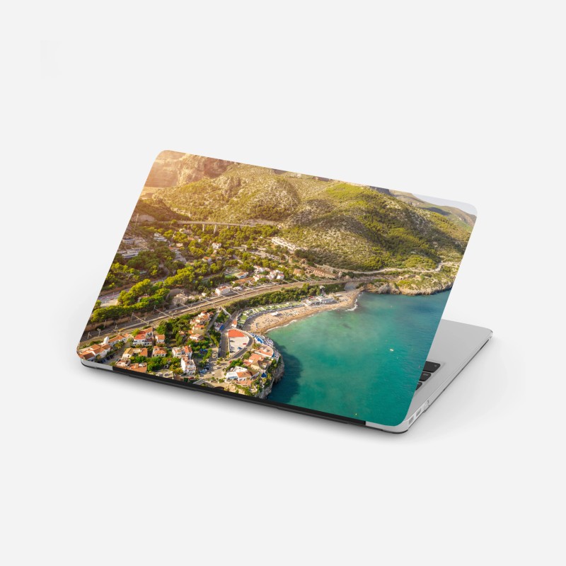 Laptop-Aufkleber türkise küstenlandschaft aus der vogelperspektive