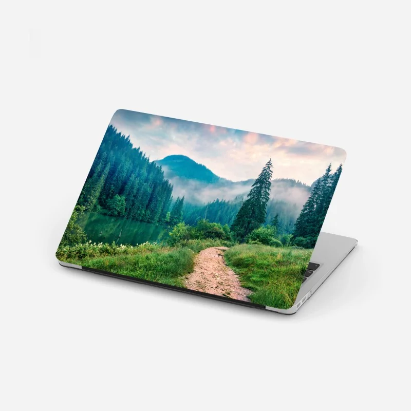 Laptop-Aufkleber warmes muster aus holzlamellen für die wand – Wallnifity®