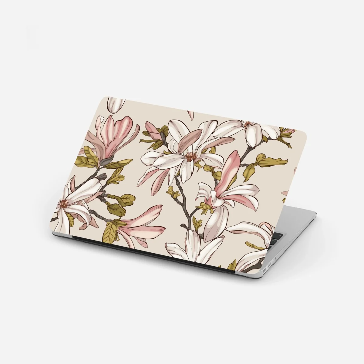 Laptop-Aufkleber pastell magnolien auf beigem grund – Wallnifity® Laptop-Aufkleber pastell magnolien auf beigem grund – Wallnifity®