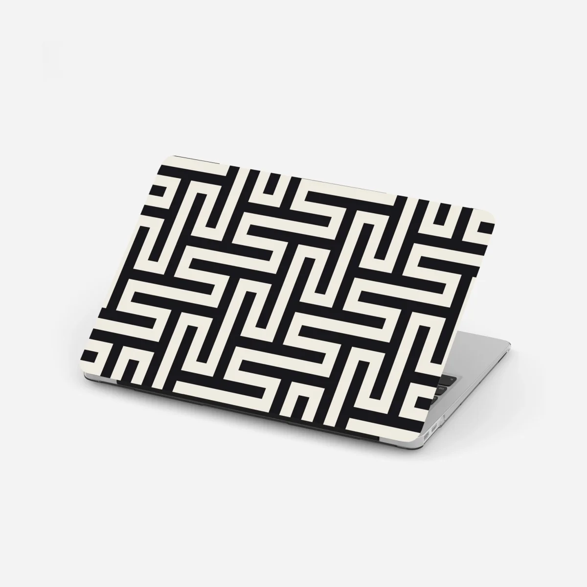 Laptop-Aufkleber geometrisches labyrinthmuster in beige und schwarz – Wallnifity® Laptop-Aufkleber geometrisches labyrinthmuster in beige und schwarz – Wallnifity®