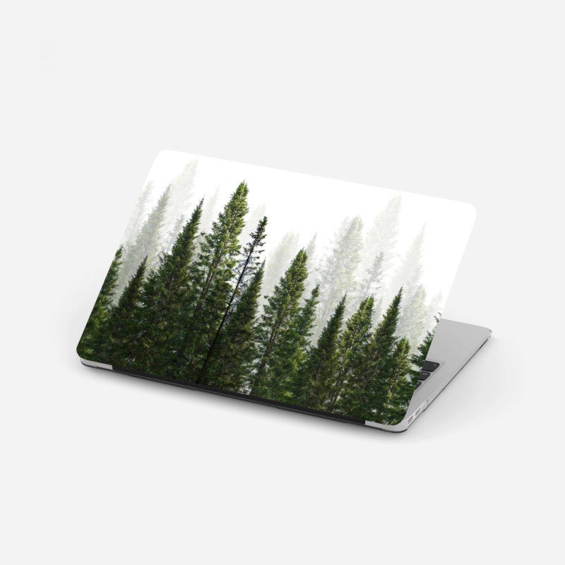 Laptop-Aufkleber nebliger tannenwald