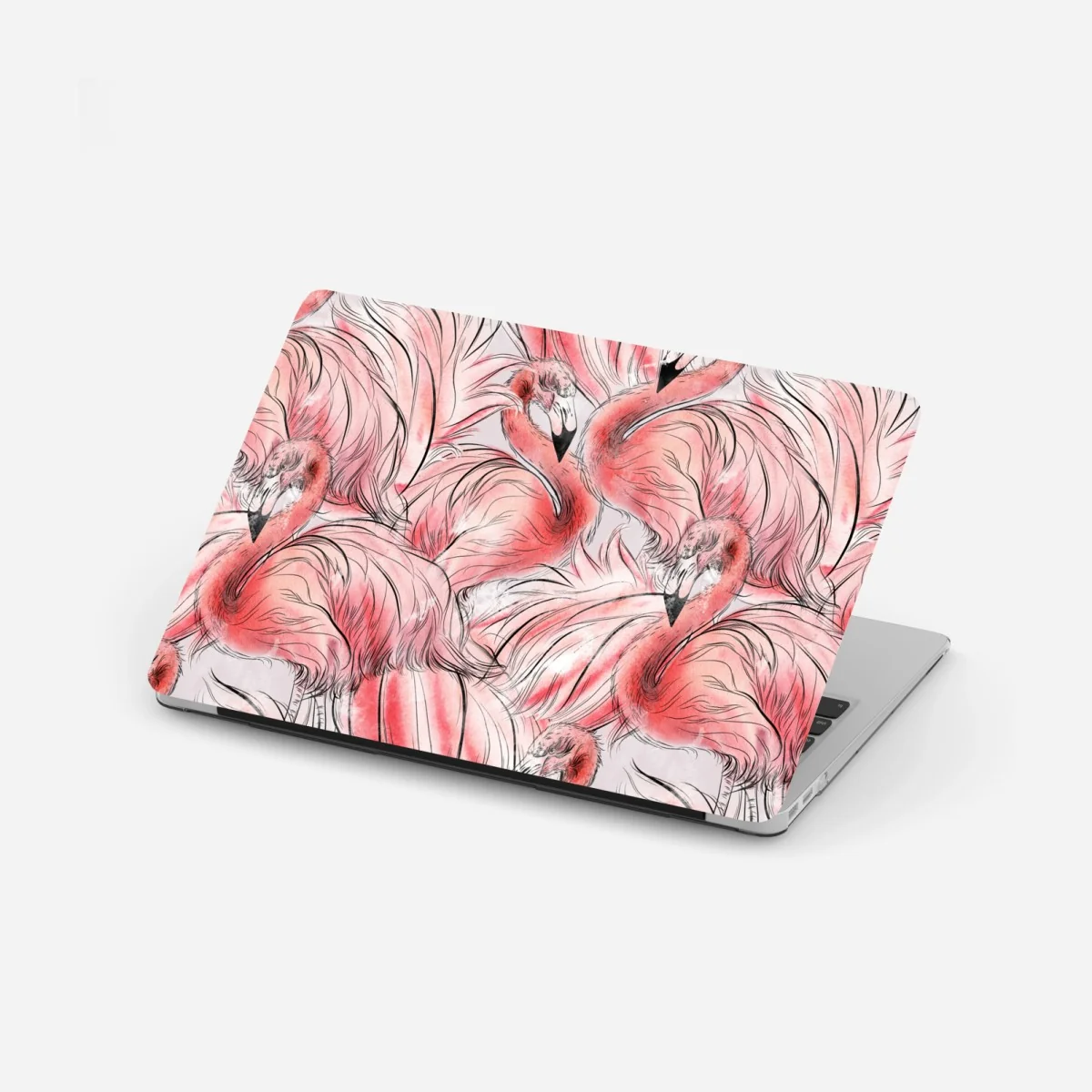 Laptop-Aufkleber aquarell flamingo nahtloses muster – Wallnifity®