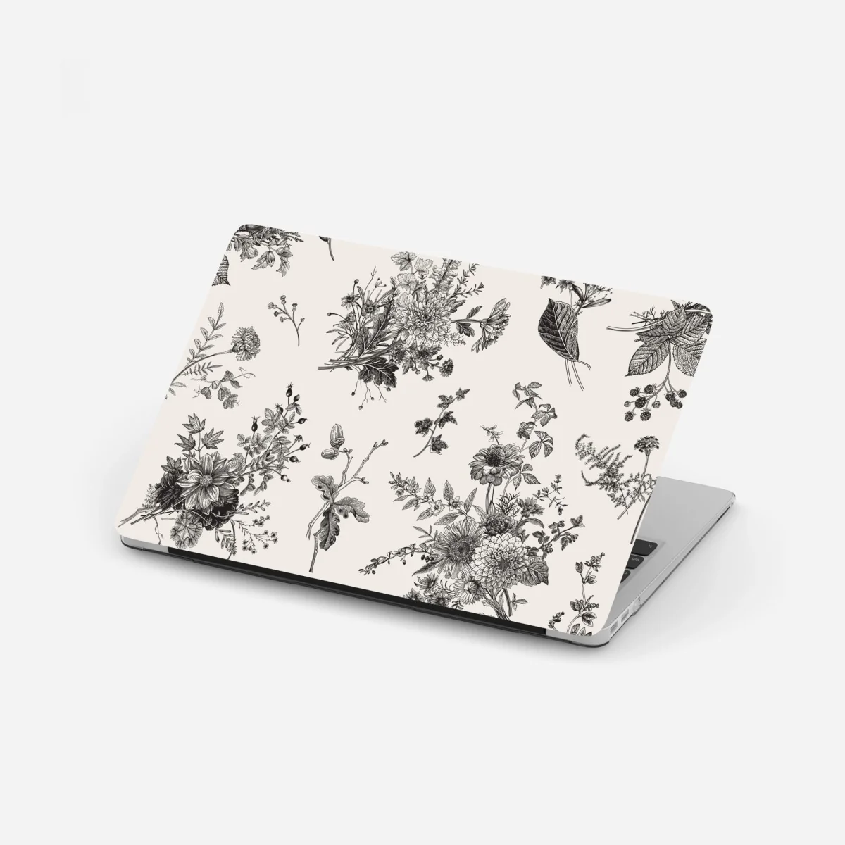 Laptop-Aufkleber klassisches schwarzweißes blumenmuster – Wallnifity® Laptop-Aufkleber klassisches schwarzweißes blumenmuster – Wallnifity®